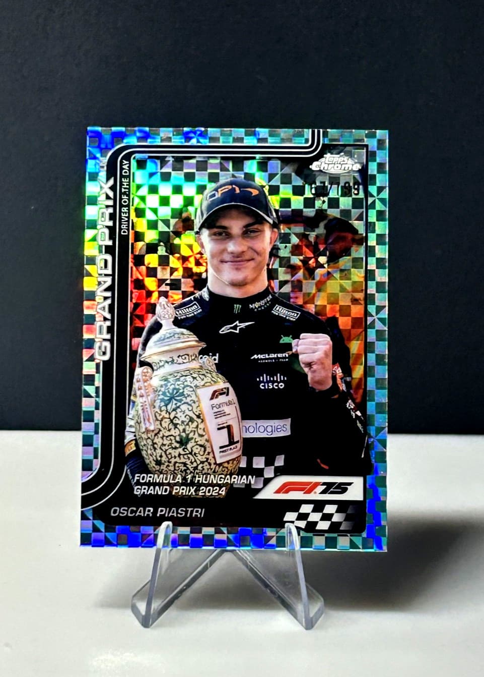2025 Topps Chrome F1 Oscar Piastri Aqua Checker Flag /199 #134